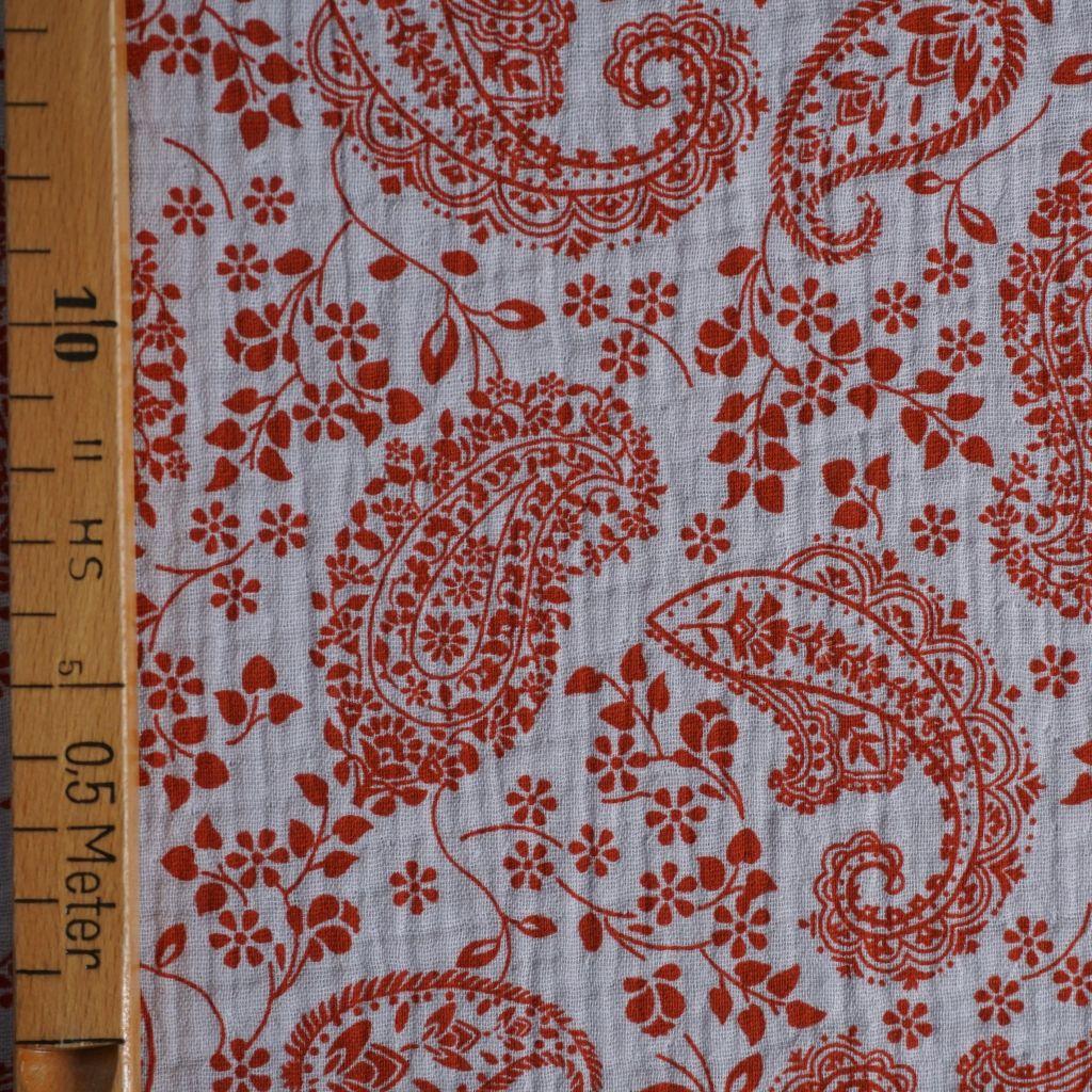 Double Gauze Musselin Paisley rostrot